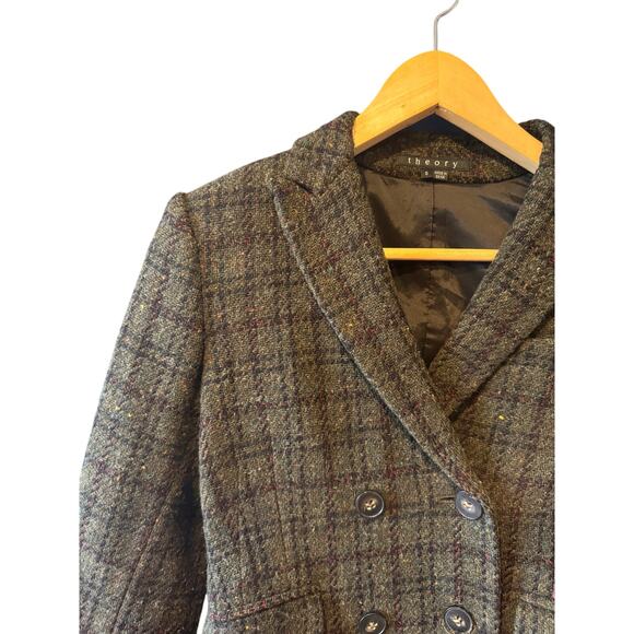 Theory | Grey Plaid Tweed Wool-Blend Blazer | Size 0 - Picture 1 of 6